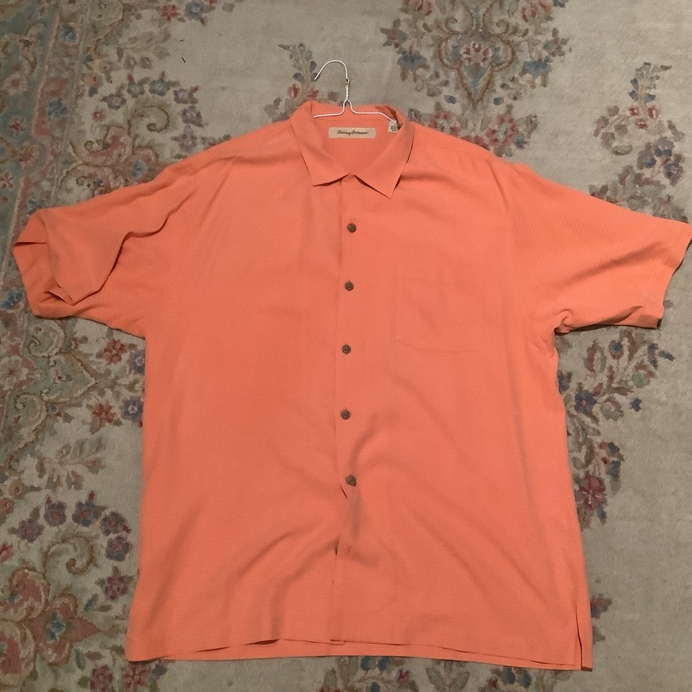 Tommy Bahama Men's Coral Button Down SS Silk Shirt Sz Large